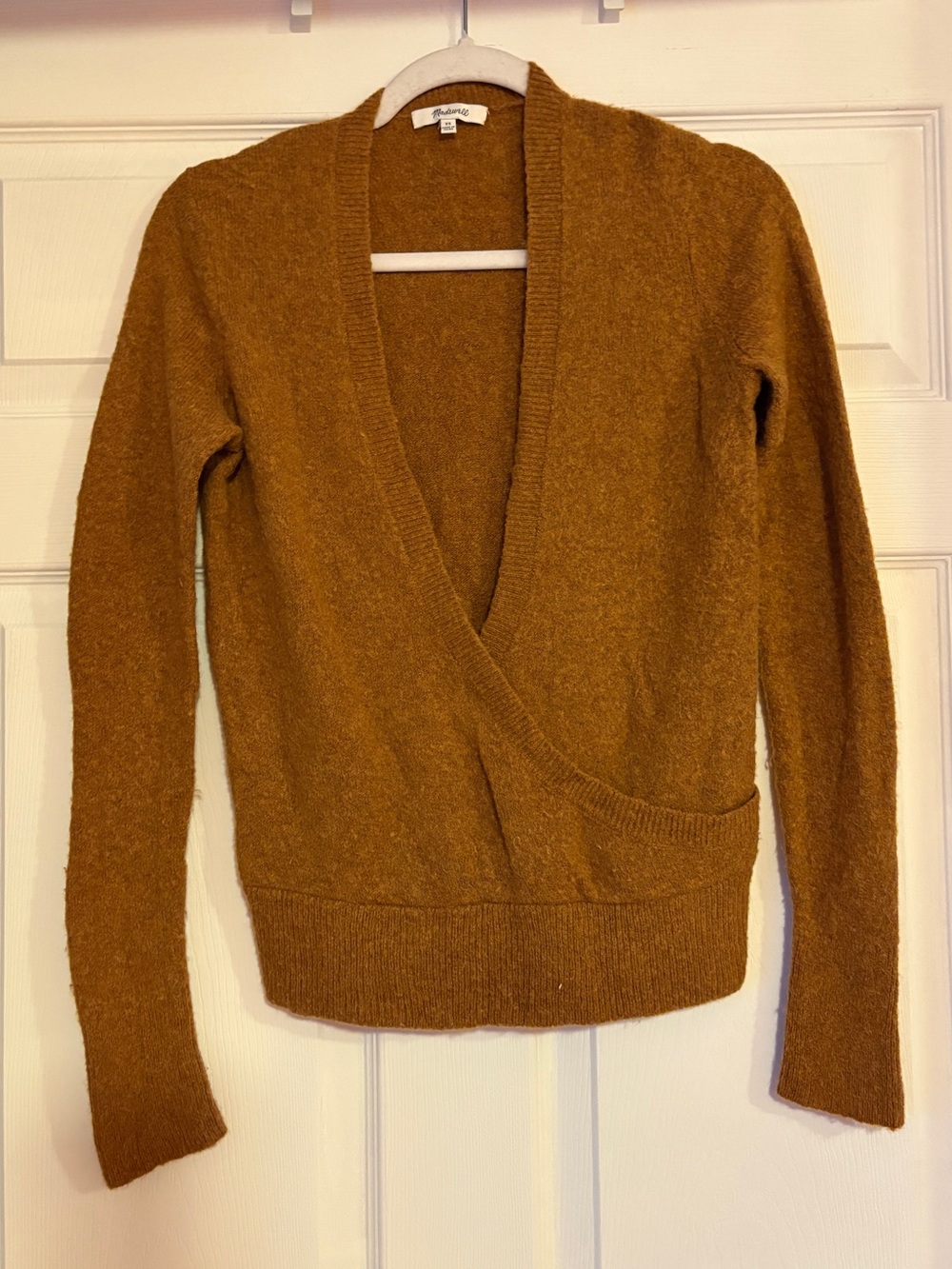 Madewell Women's Wrap-Style Sweater in Mustard Brown
